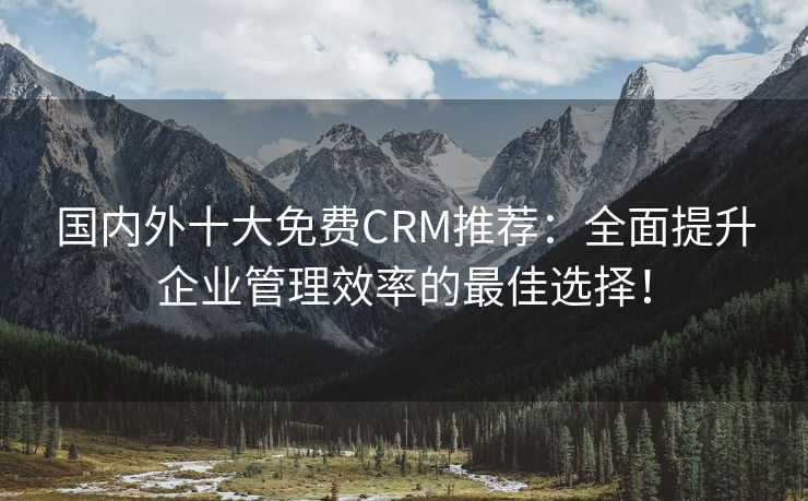 国内外十大免费CRM推荐：全面提升企业管理效率的最佳选择！