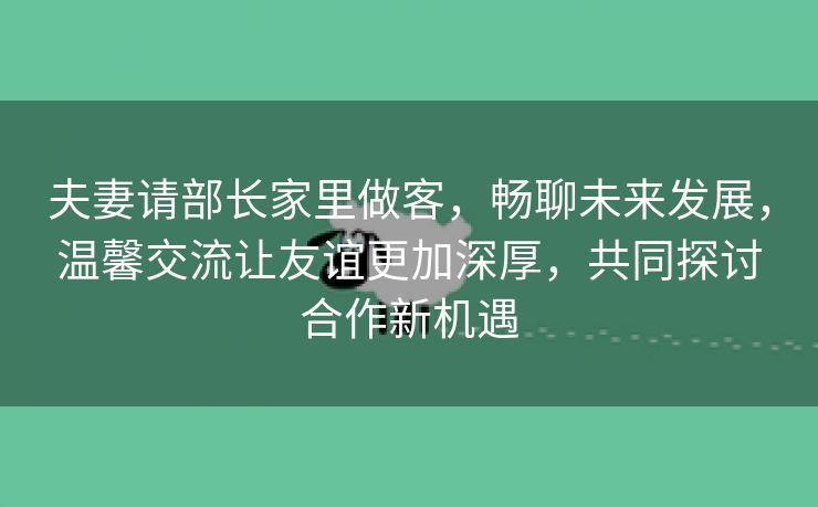 夫妻请部长家里做客，畅聊未来发展，温馨交流让友谊更加深厚，共同探讨合作新机遇