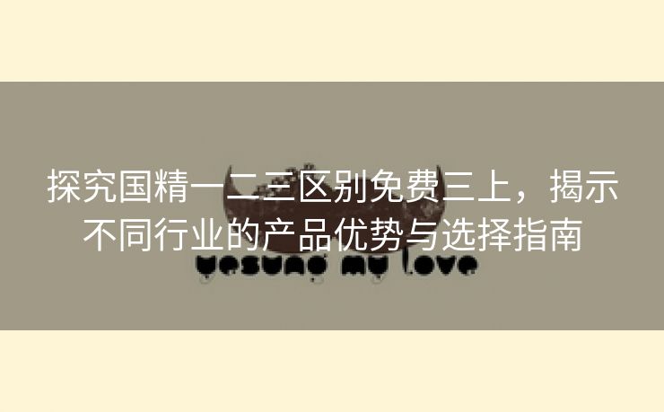 探究国精一二三区别免费三上，揭示不同行业的产品优势与选择指南