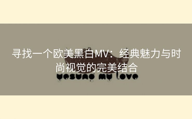 寻找一个欧美黑白MV：经典魅力与时尚视觉的完美结合